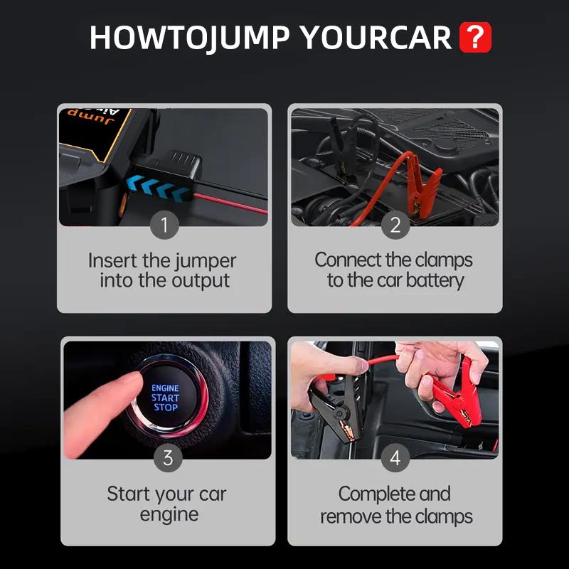 PAIVIROKU 6000A Car Battery Starter Booster & Tire Inflatable Compressor 150PSI Air Pump with Jump Starter Power Bank ,LED Light