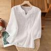 Fashion Women's Shirt Five-quarter Sleeve Spring And Summer Loose Top Embroidered Shirt