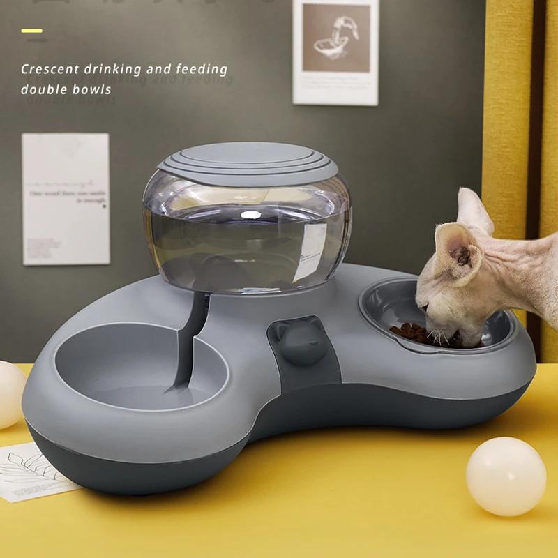 2-in-1 Automatic Cat Water Dispenser 1.4L Large Capacity Pet Feeder Bowl Siphon Principle Drinking Fountain