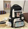 Schoolbag Japanese Ins New High-value Fresh and Sweet Contrasting Color Splicing Make-up Bag Women's Lightweight Large-capacity Backpack