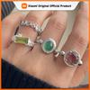 925 Sterling Silver Rings for Women Couple Minimalist Vintage Green Pink Stone Ring Fine Jewelry Birthday Gift Prevent Allergy