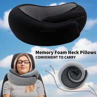 Portable U-shaped Travel Pillow Memory Foam Snail Pillow Travel Neck Support Neck Pillow Adjustable Soft Noon Break Pillows