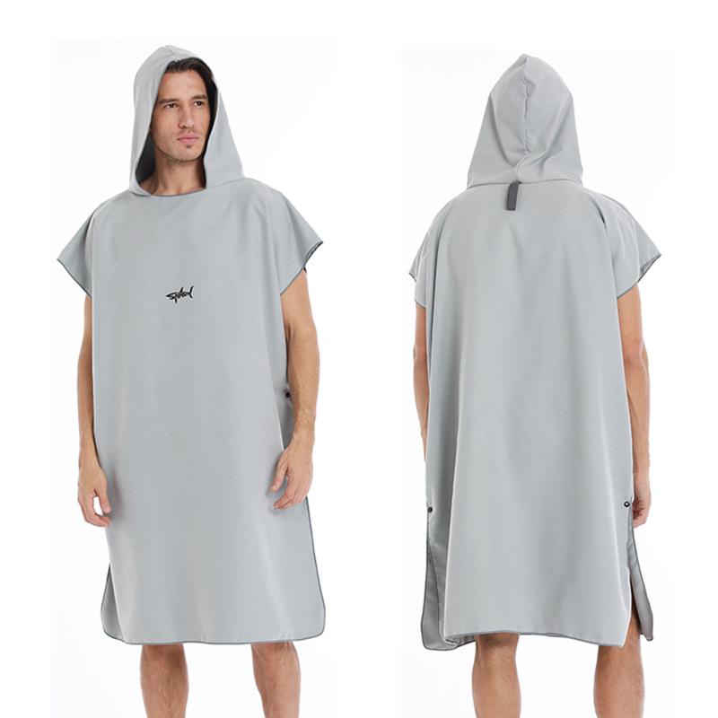 2025 Quick-Dry Hooded Swim Poncho with Zipper - Portable Bathrobe and Beach Towel
