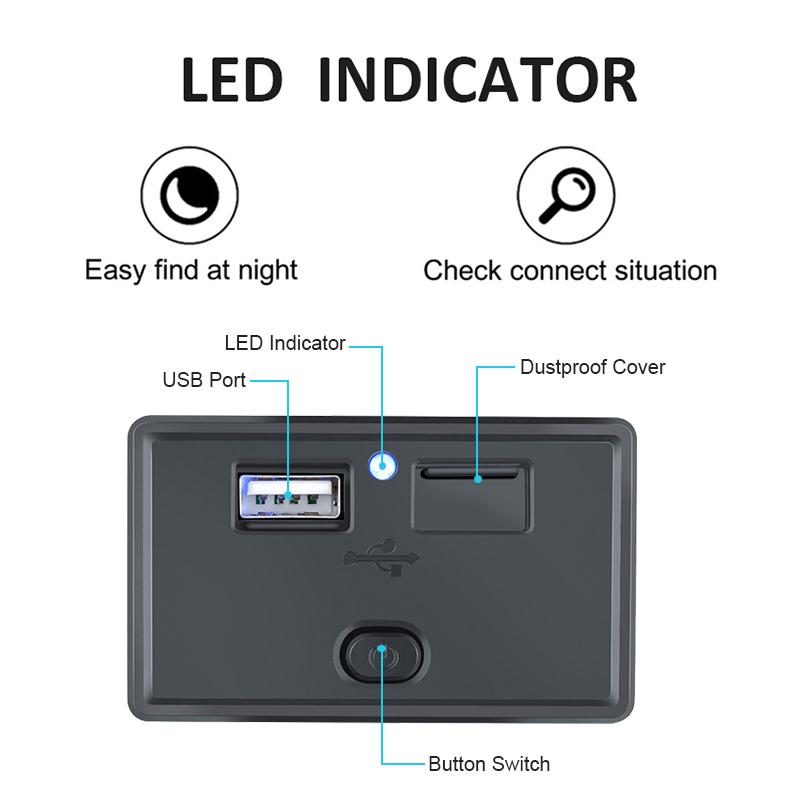 12V/24V USB-Ausgang 4.8A Dual-USB-Ladebuchse Wasserdichtes Autoladegerät-Panel mit Schalter für Auto Marine Boot Wohnmobil Bus LKW