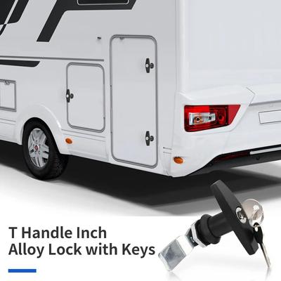 1 Set Heavy-Duty RV T-Handle Lock Stainless Steel Construction for Enhanced Security and Corrosion Resistance.