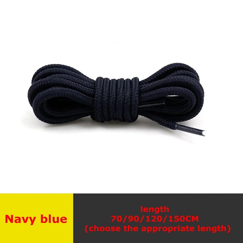 

1 пара круглых шнурков высшего качества из полиэстера, классические шнурки для обуви цвета экрю, не выцветают, для уличной обуви и кроссовок для отдыха, унисекс 90cm темно-синий