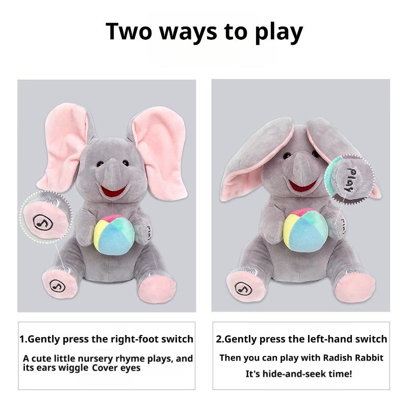 Hide-And-Seek Elephant Plush Toy Flapping Ears With Cheerful Songs Elephant Soft Soothing Babies Toys Christmas Gift