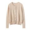 Women's 100% Pure Cashmere Loose Round Neck Cardigan - Autumn/Winter Fashion Solid Color Knit Sweater.