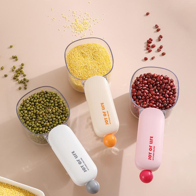 Rice Scoop Dog Food Scoop Multifunctional Pet Feeding Spoon With Sealing Clip Plastic Cat Food Dedicated Measuring Spoon