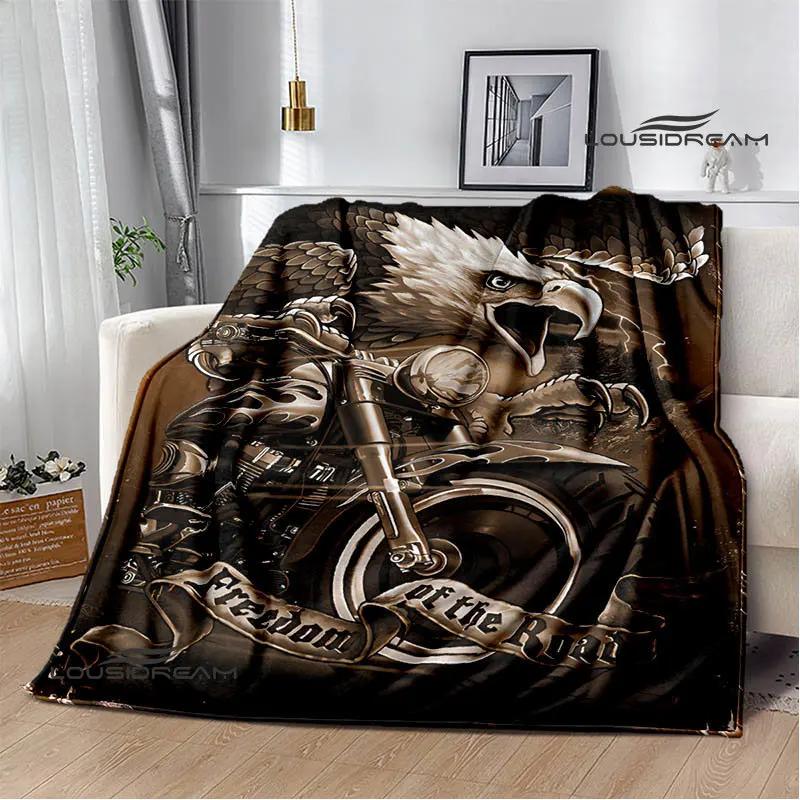 Motorcycle Retro Printing Blanket Flange Warm Soft and Comfortable Picnic Blanket Bed Linings Birthday Gift