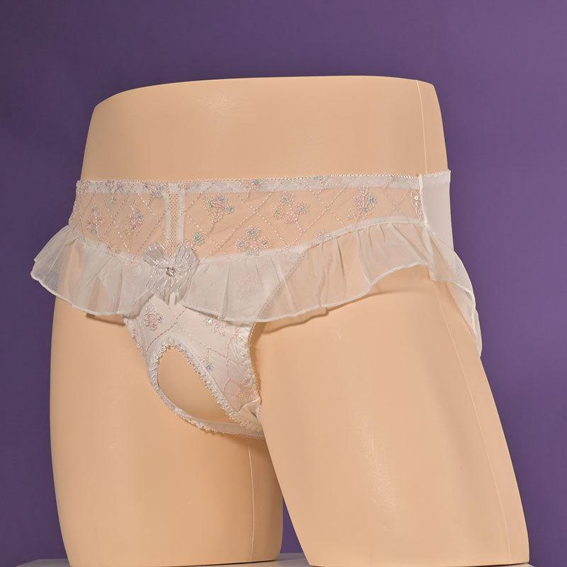 Japanese Lolita Anime Panties For Men Women Sexy Lace Crotchless Briefs Girly Maid Cosplay Lingerie Crossdress Sissy Underpant