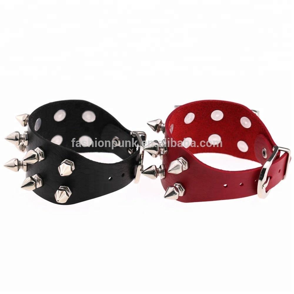 Unique Cuspidal Spikes Rivet Stud Wide Cuff Leather Punk Gothic Rock Unisex Bangle Bracelet Woman Men Jewelry