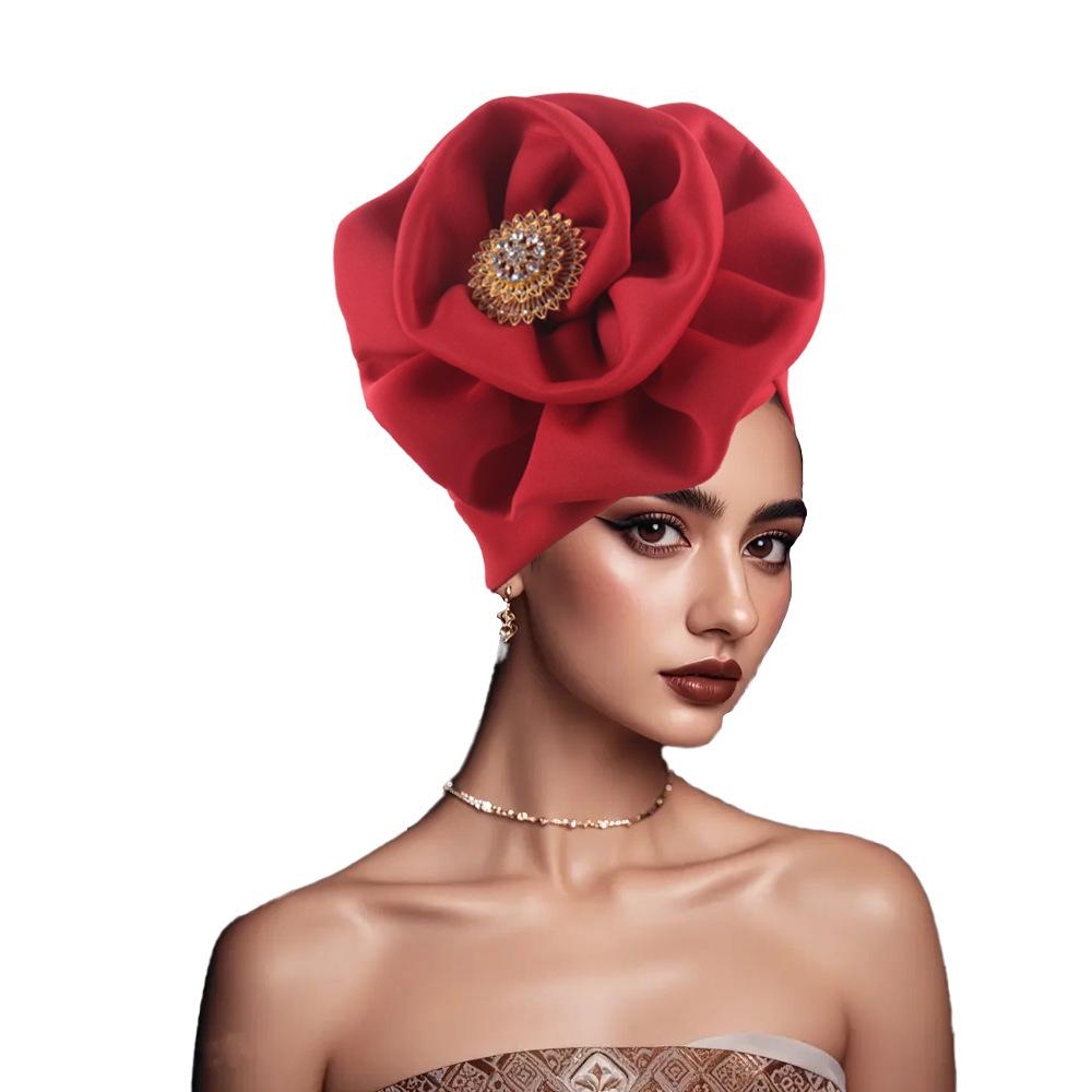 Exaggerated Big Flower Women's Turban Cap