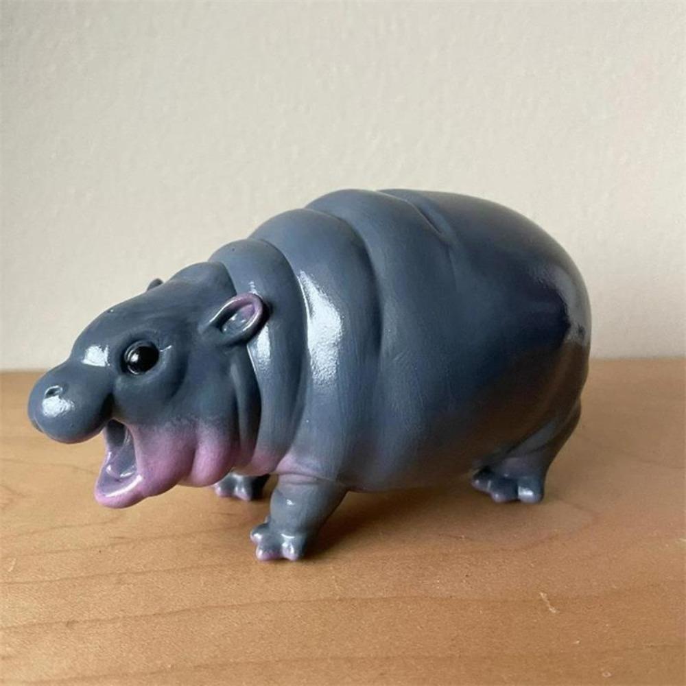 Bouncy Pork Hippo Resin Figurine Pygmy Resin Statue Gifts Hippopotamus Ornaments  for Christmas
