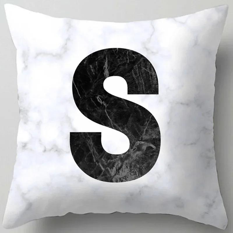 Home Decor Marble Letter Printed Pillowcase Decorative Pillow Sofa Cushion Cover
