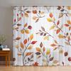 2PCS Digital Print Sheer Curtain, Watercolor Autumn Leaf, Artistic Fall Seasonal - Voile Drapes for Bedroom Living Room Decor
