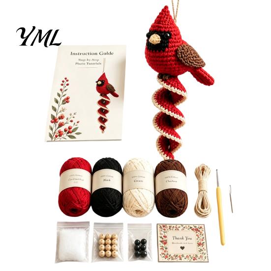 Textile Crafting Hobby Kit Crochet Garden Animal Spiral Hanging Kit, Beginner Friendly DIY Swing Personalized Handmade Gift Idea Butterfly Ladybug