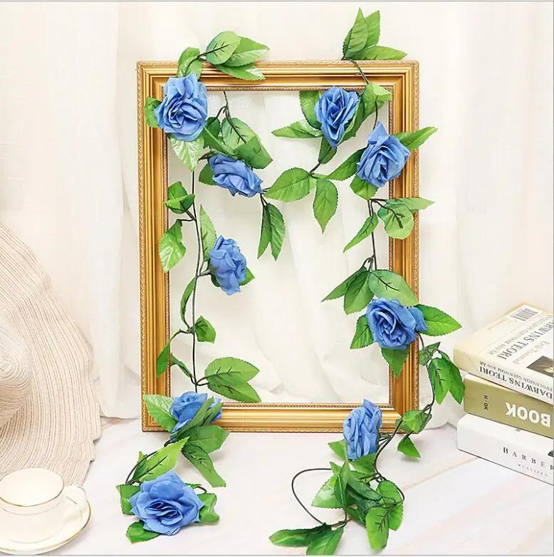 250CM/lot Silk Roses Ivy Vine with Green Leaves For Home Wedding Decoration Fake leaf diy Hanging Garland Artificial Flowers