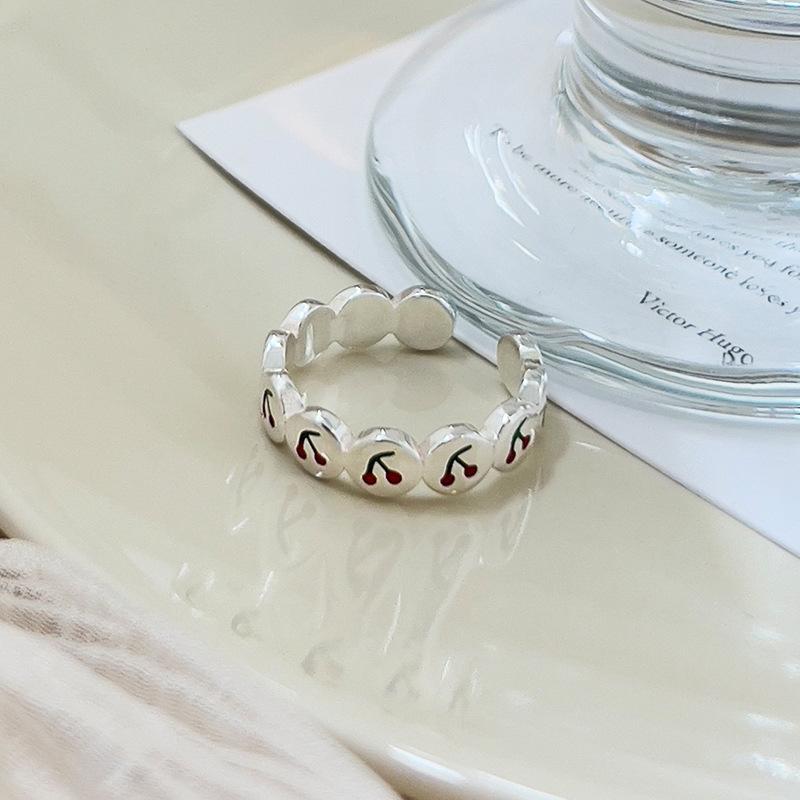 

Trendy Design Cherry Adjustable Ring For Women Unique Geometric Copper Jewelry Fashion J4294