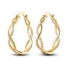 925 Silver Earrings Golden Round Circle Hoop Earrings For Woman Female Fashion Wedding Engagement Jewelry