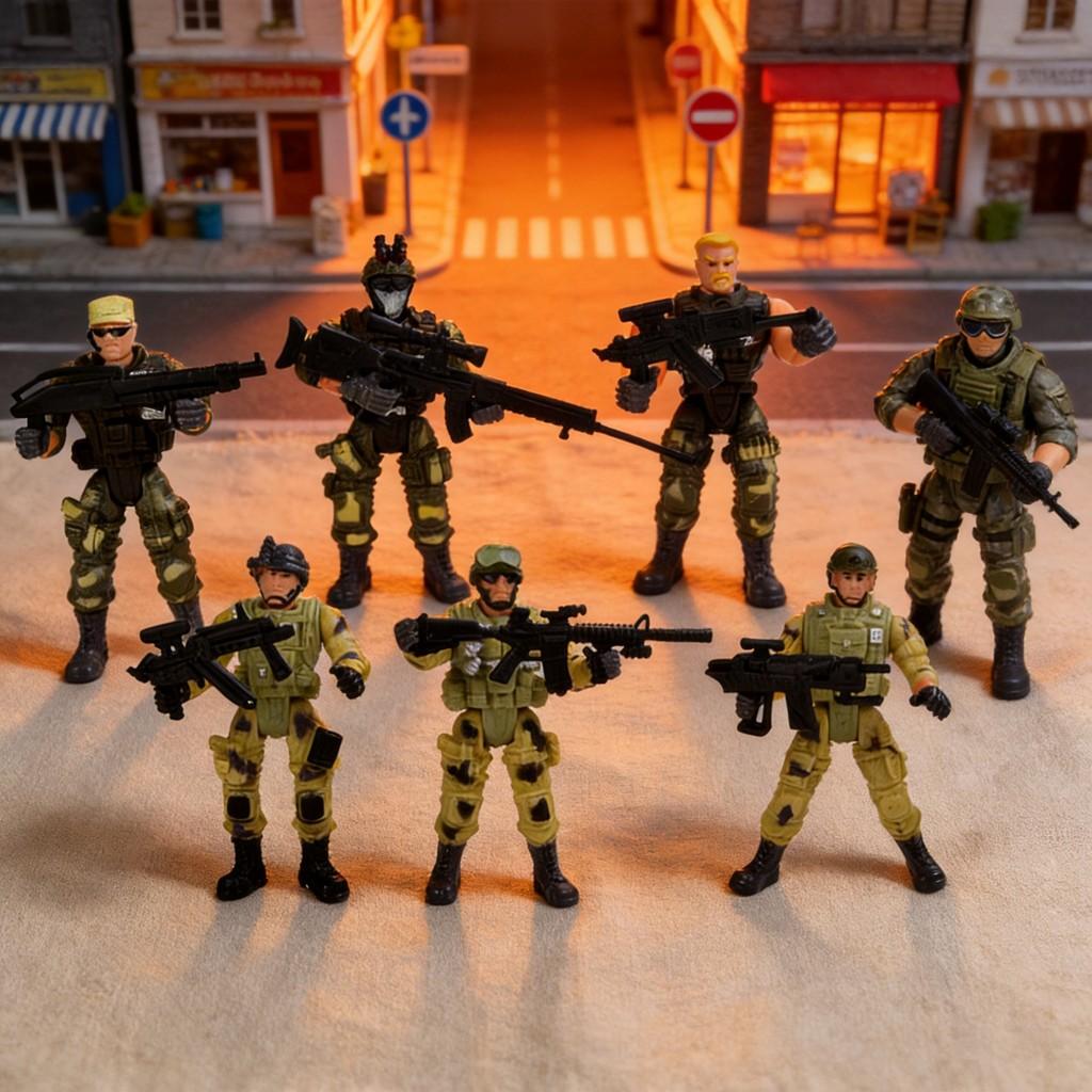 Set di Figure Militari con Soldati di Polizia Articolati e Armi per Collezionisti