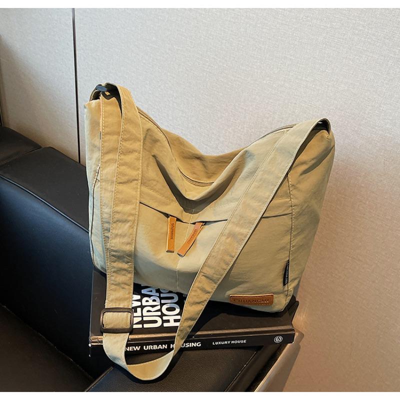 Large capacity messenger bag cloth messenger bag student bag solid color tote bag new shoulder bag versatile