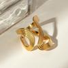 Stainless Steel Double Layered S-Shaped Open Rings Stylish Creative Minimalist Metal Statement Waterproof Jewelry for Women