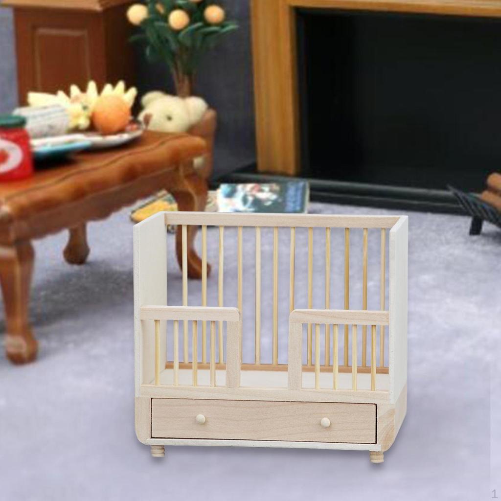 1/12 Dollhouse Baby Bed Miniature Furniture Room Pretend Play Toddler for Window