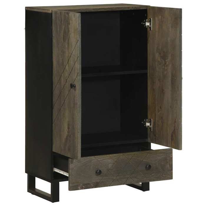 VidaXL Black Buffet 60x33x100 Cm Solid Mango Wood, Side Cabinet, High Storage Cabinet, High Display Cabinet, 4017714