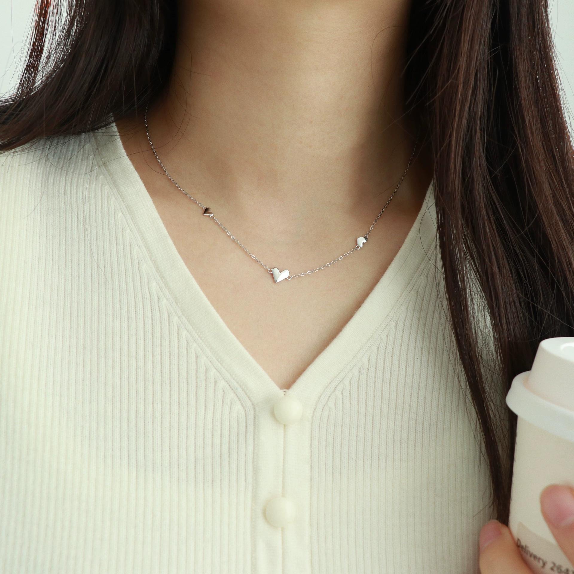 Изысканное ожерелье «Любящее сердце» из стерлингового серебра S925, женская цепочка на ключицу, подходящая всем