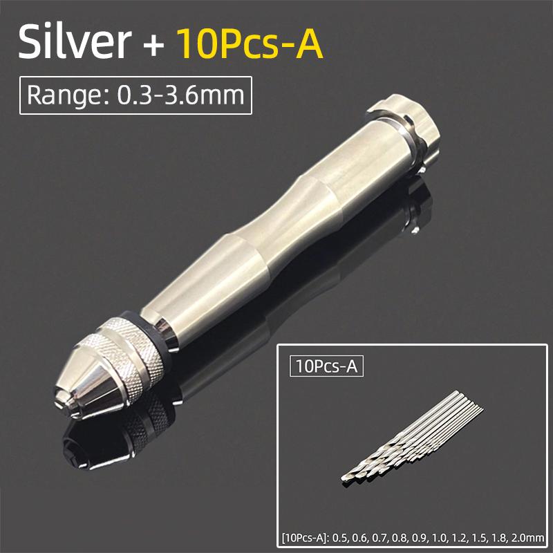 Mini Micro aluminiowa wiertarka ręczna 0.3-3.6mm z uchwytem bezkluczowym wiertła kręte HSS do biżuterii rzemieślniczej ręczne wiercenie narzędzia obrotowe