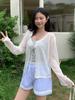 Temperament Pure desire sunscreen blouse knitted cardigan women's new summer thin suspender versatile coat top