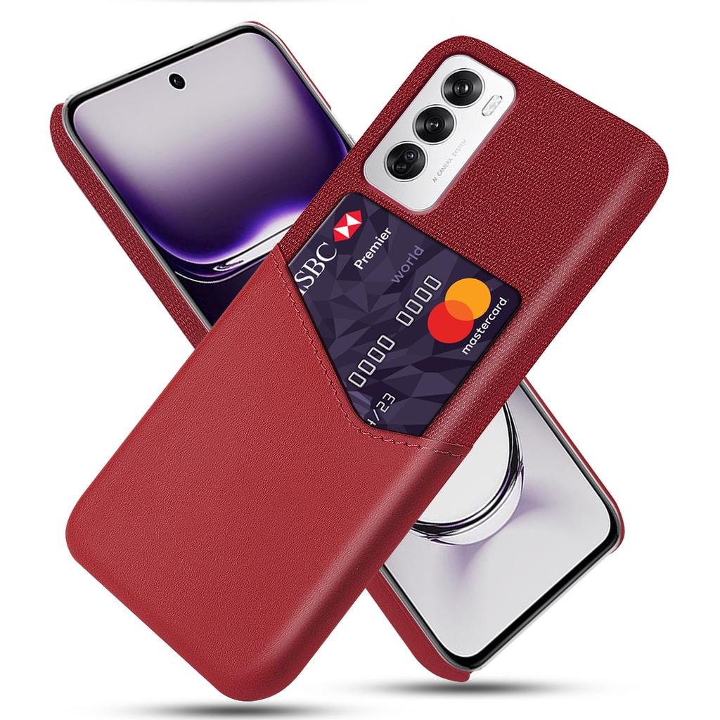 For Oppo Reno12 5G (Global) Case Cloth Texture PU Leather Hard PC Card Slot Phone Cover