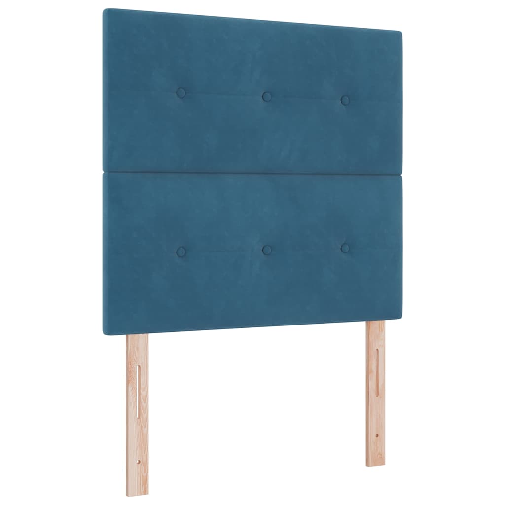 Box Spring Bed with Headboard Dark Blue 190 x 90 cm Velvet