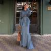 Cross-border European Beautiful Women Autumn 2025 New Shirt Collar Long-sleeved Jacket Waist Fishtail Long Hip Dress