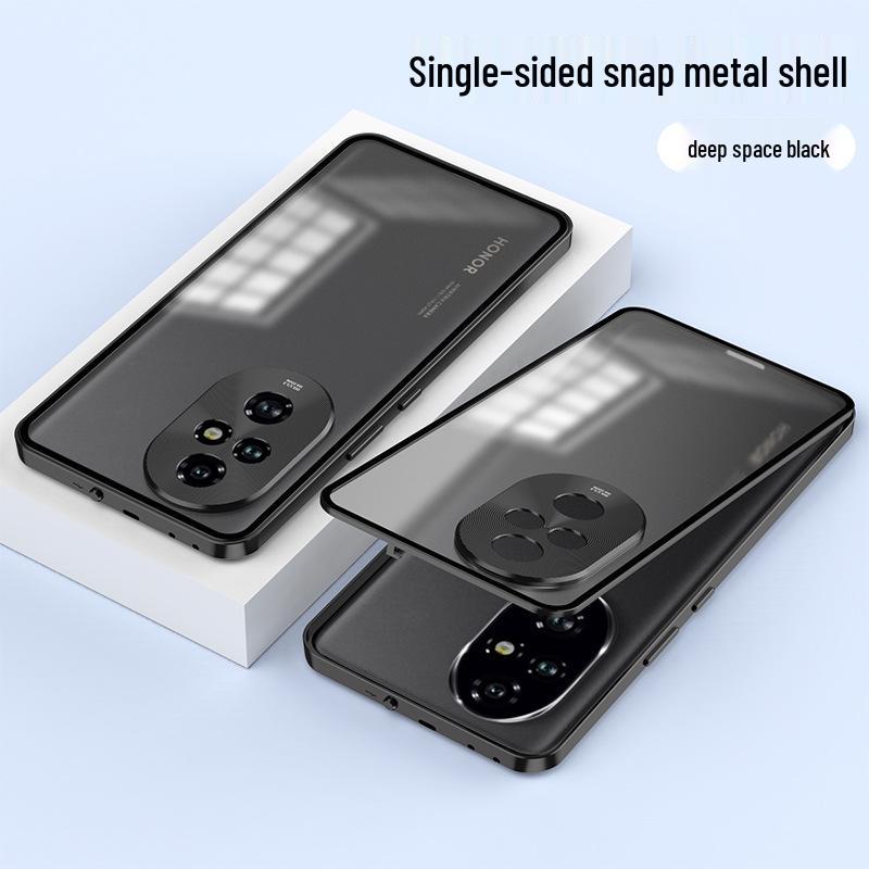 Honor 400pro Metal Frame Phone Case: Snap-Button, Frosted Back, Protective Mirror.