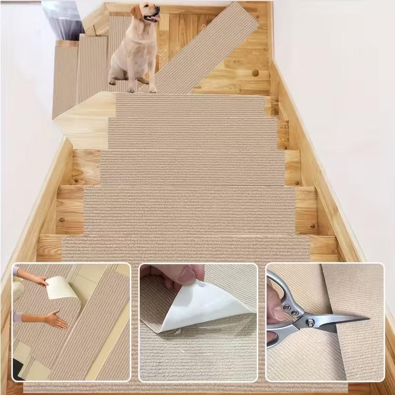 1PC 20x80cm Non-Slip Carpet Stair Treads Non-Skid Safet Rug Slip Resistant Indoor Runner for with Reusable Adhesive - Gray - Car