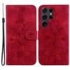 For Samsung Galaxy S24 Ultra Case Flower Imprint Leather Anti-drop Mobile Phone Cover