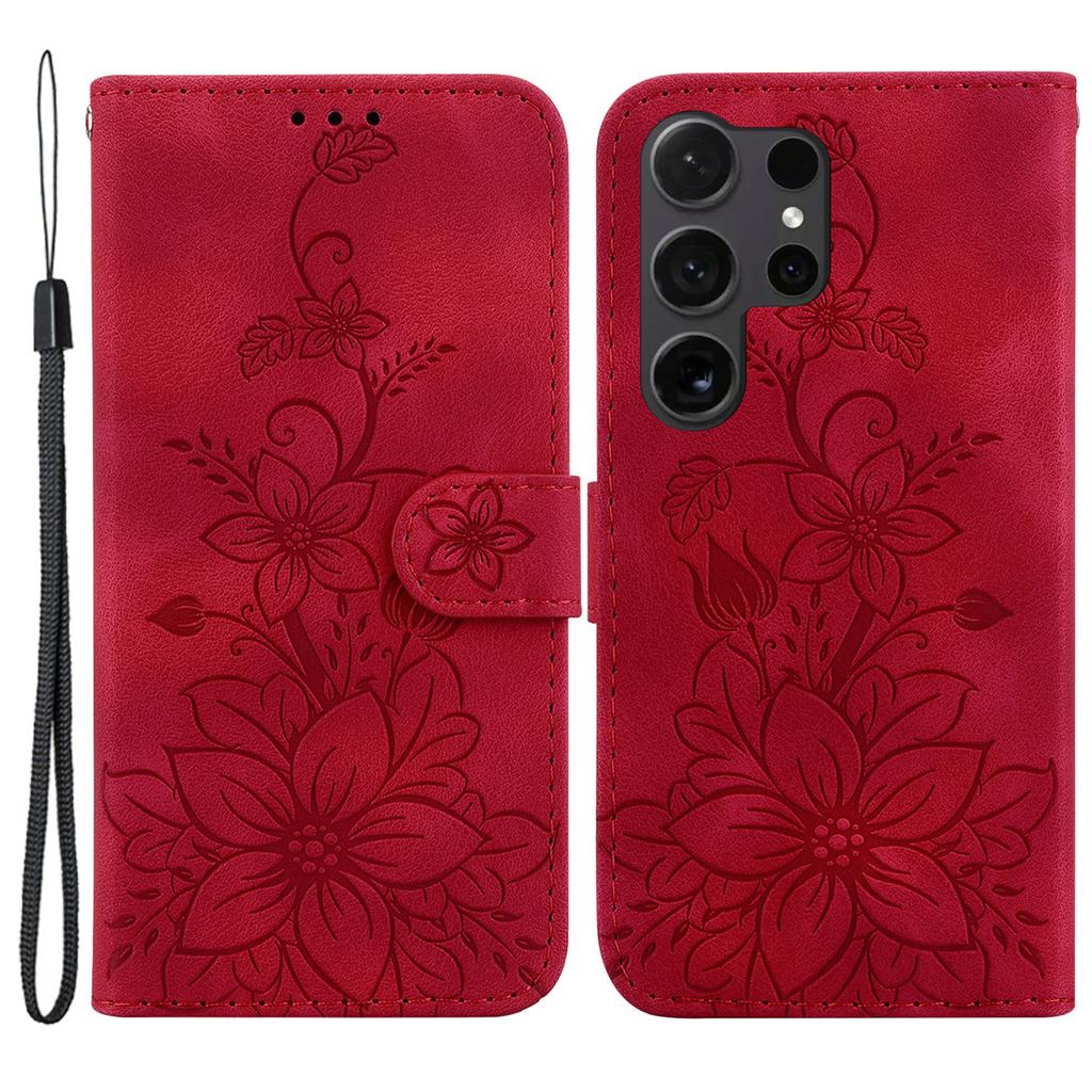 For Samsung Galaxy S24 Ultra Case Flower Imprint Leather Anti-drop Mobile Phone Cover