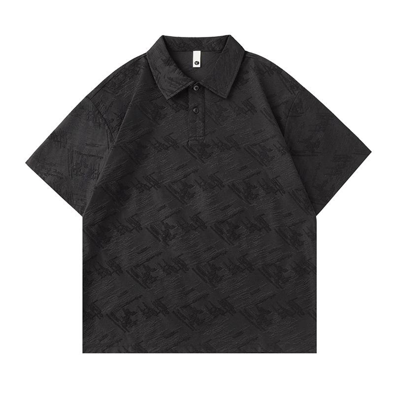 

Mu Qiu Menswear | Summer 2026 Towel Embroidery Jacquard Short-Sleeve Polo Shirt - Men s Loose-Fit Lapel T-shirt M (50-60 kg)
