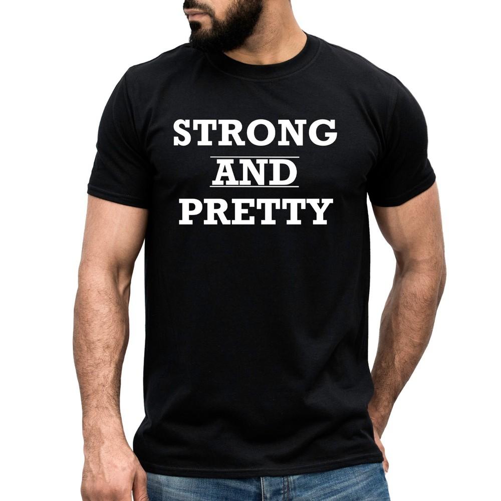 

Strong and Pretty T-shirt Minimalist Graphic Printed Tee Positive Quote GYM Top 4XL