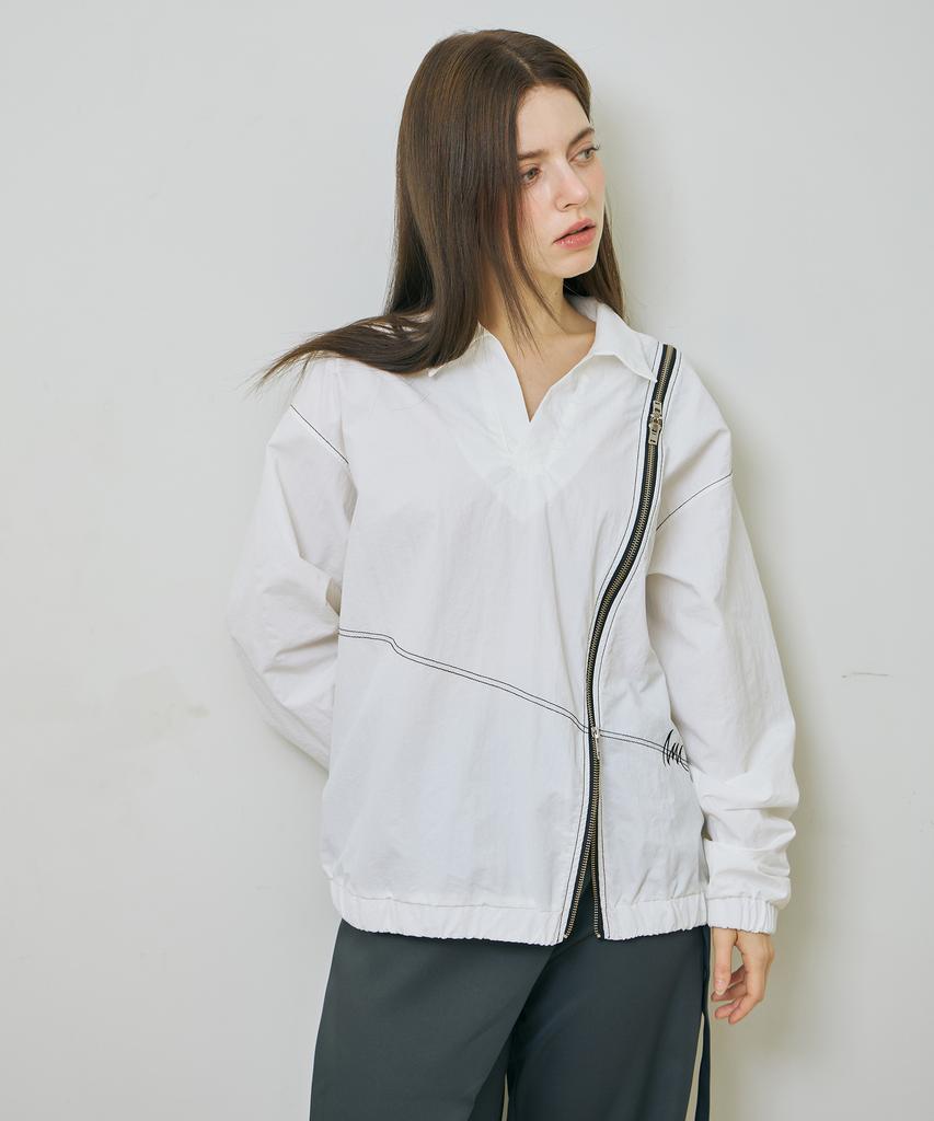 Yuseuteule Open Collar Windbreaker (White)