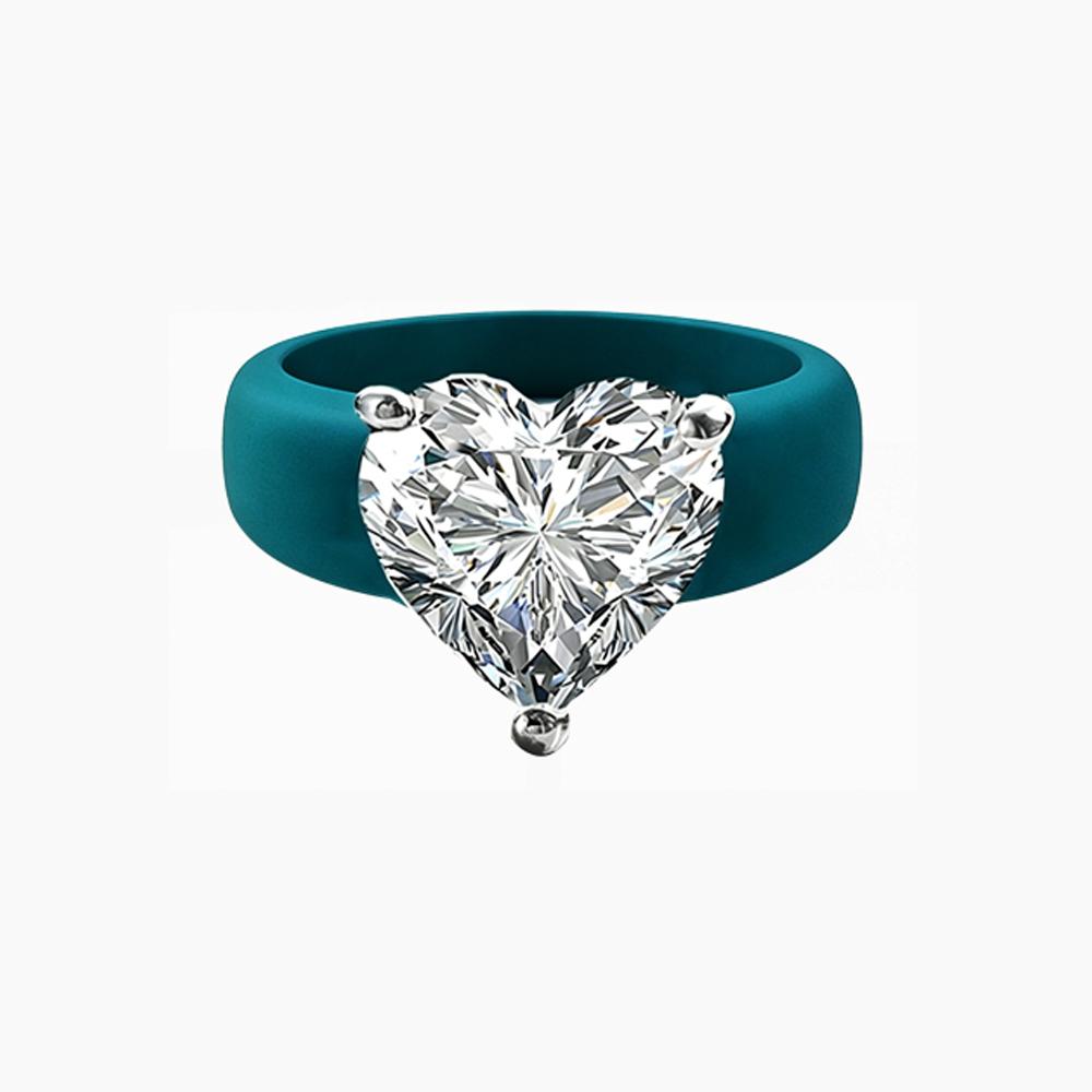 Silikonringhalter Copperthree-Kralle herzförmiger Zirkonia-Ring, minimalistischer schwerer Stil, Sport/Valentinstag/Teil