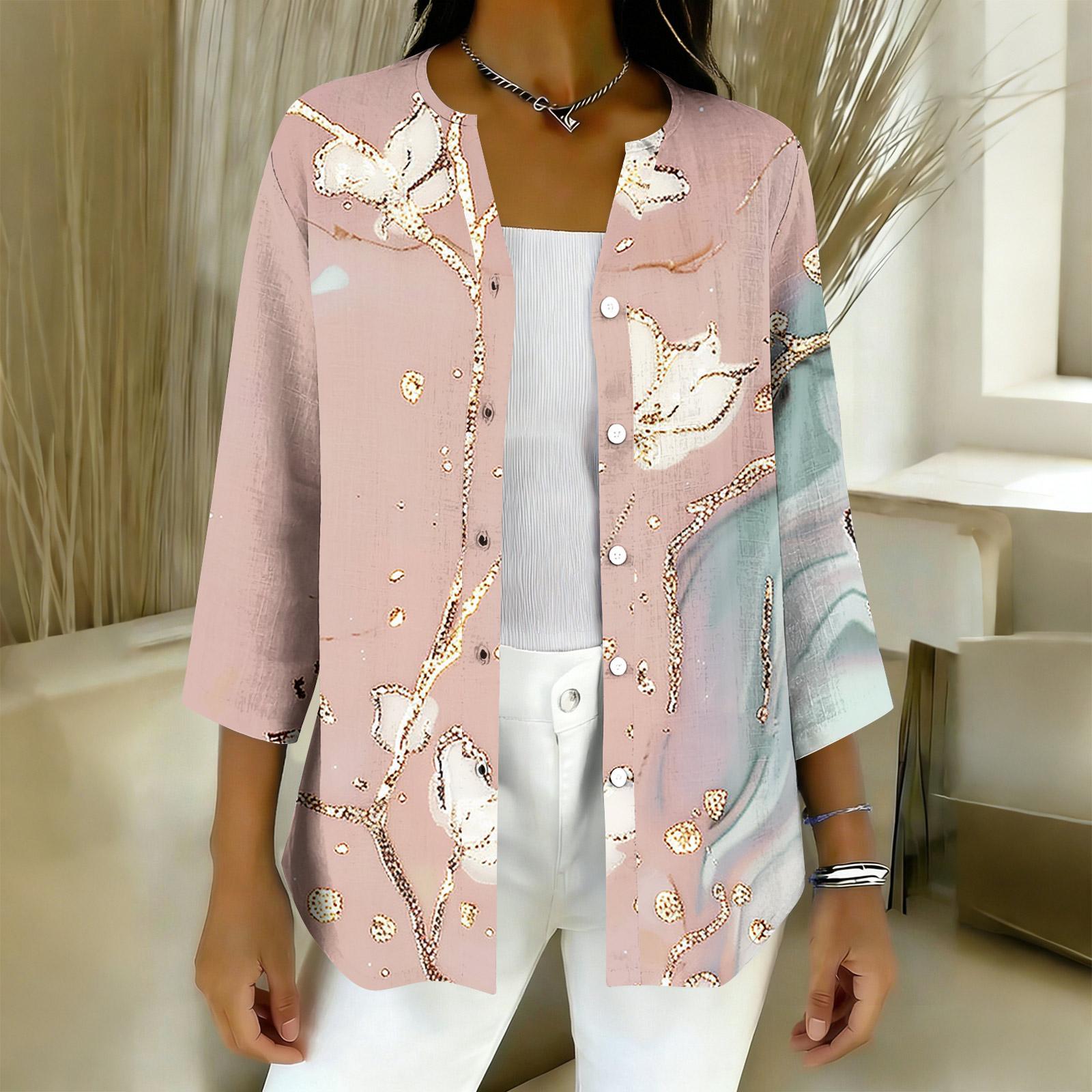 

Women s 3/4 Sleeve Shirts Graphic Tees Shirts Casual Basic Tops Pullovers S рожевий