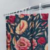 Vibrant Floral Shower Curtain Dark Blue Background With Pink White Flowers Pattern Decorative Bath Shower Curtain Set For Bathro