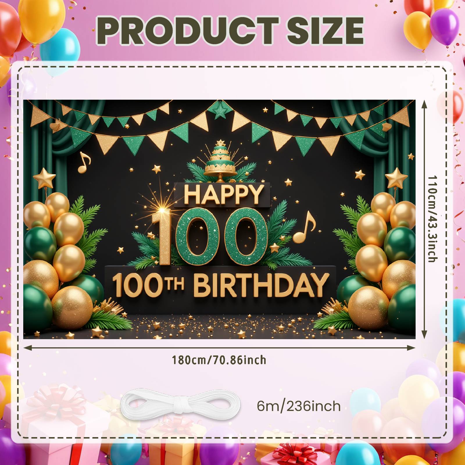 Birthday Display Festive  Centennial Backdrop 100th Birthday Display Cake Topper Birthday Background For Centennial