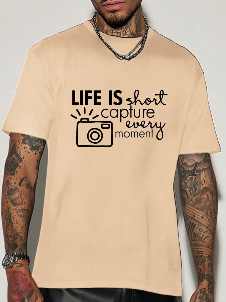 Photographer Quote Unisexs Crew Neck Cotton T Shirt Life Is Short Capture Every MoUnisext Camera Print Short Sleeve Casual Street Top