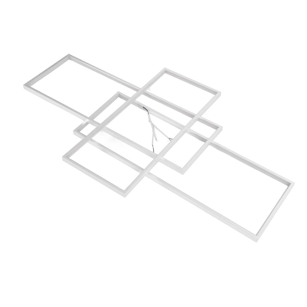 Modern LED Ceiling Light Dimmable 3 Layer Rectangular Flush Mount Lighting Fixture Ceiling Lamp with Remote for Bedroom