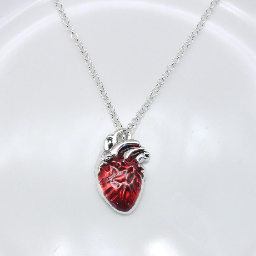 Y2K Gothic Style Red Heart Pendant Necklace Halloween Party Favors Ornament Punk Hip Hop Jewelry Gift For Men And Women