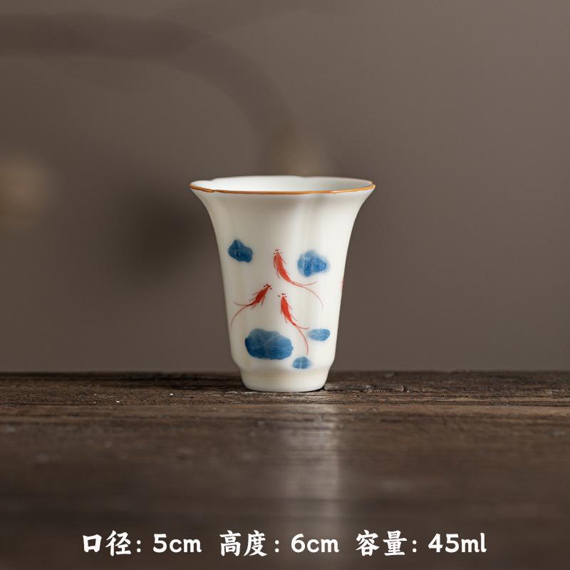 Honey Yellow Underglaze Hand Painted Aroma Cup Ceramic Sniffer Cup for Gongfu Tea Tasting Floral Design Chinese Style